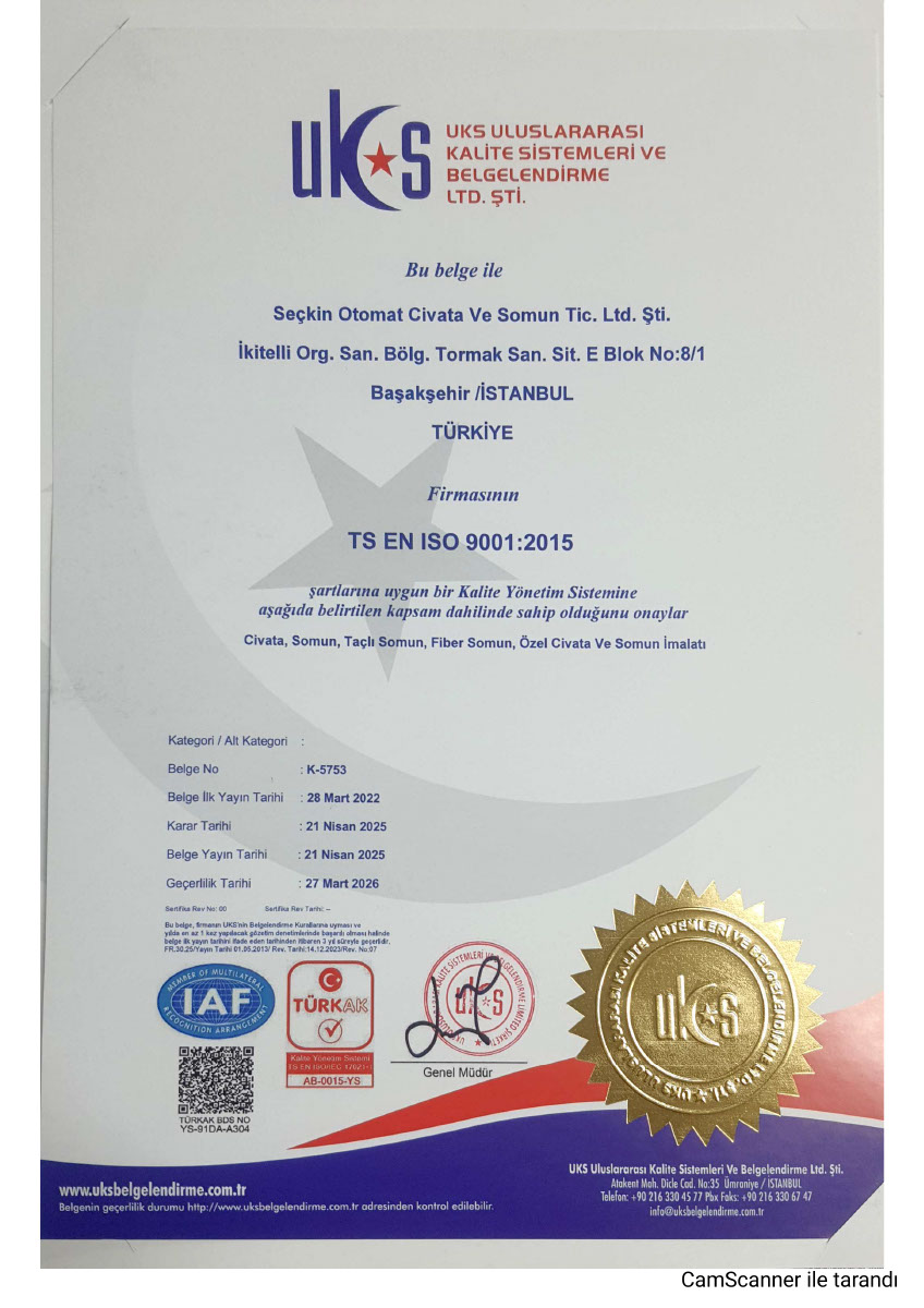 ISO 9001 Sertifikası